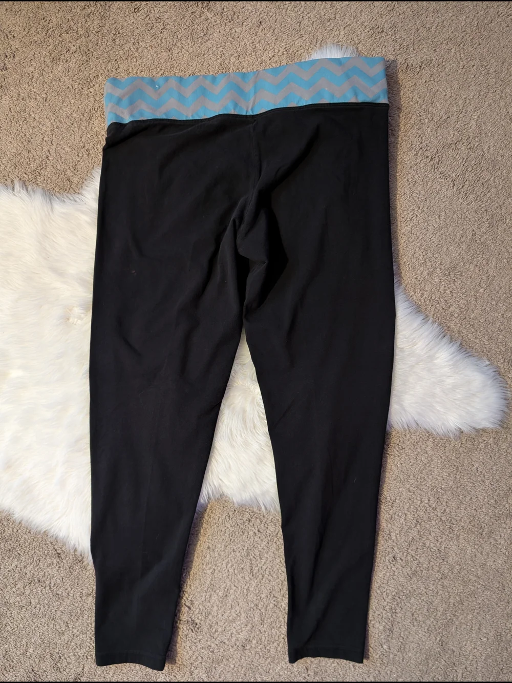 Victoria's Secret PINK Logo Yoga Stretch Pants Black Wide Waistband Size Large - Picture 2 of 11